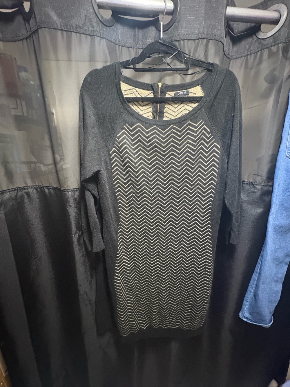 Apt. 9 Black and gold Chevron Knit Dress